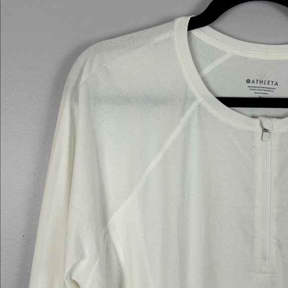 Athleta Sporty Athleisure Long Thumb Hole Sleeve 1/4 Zip Top XL White Athletic - Picture 5 of 14